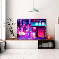home decoration canvas hd printed poster synthwave paintingcolorful building living room wall artwork modular picture no frame