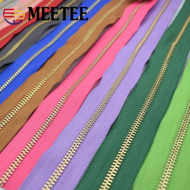 Металлические молнии Meetee 5 # 2/5 ярдов медные зубья для одежды сумок джинсов обуви