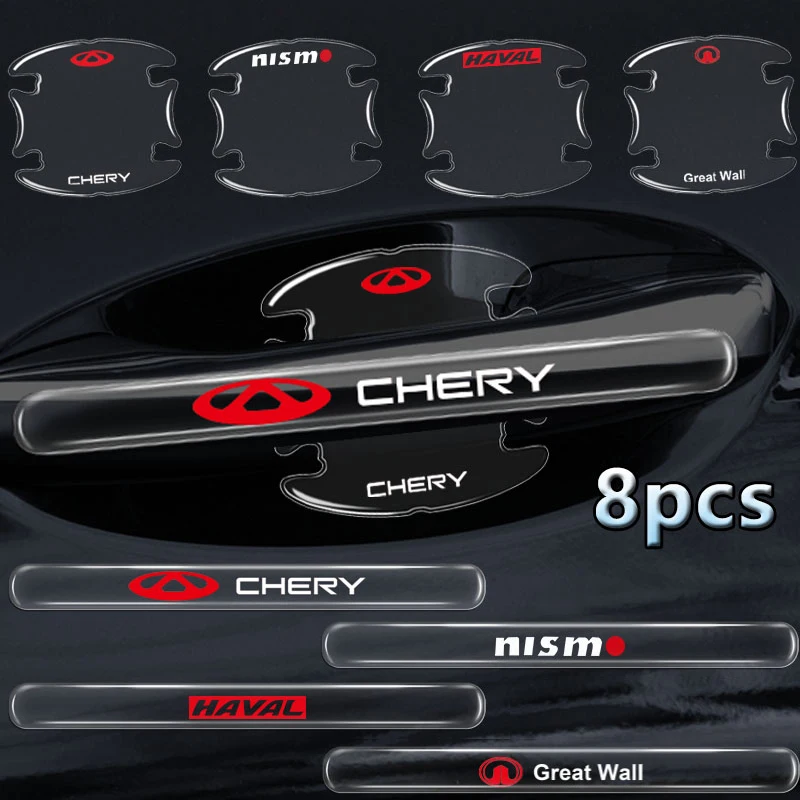 

8pcs Transparent Car Door Handle Sticker Decoration Protector Film for Renault Clio Laguna 2 Megane 2 3 Duster Logan Captur