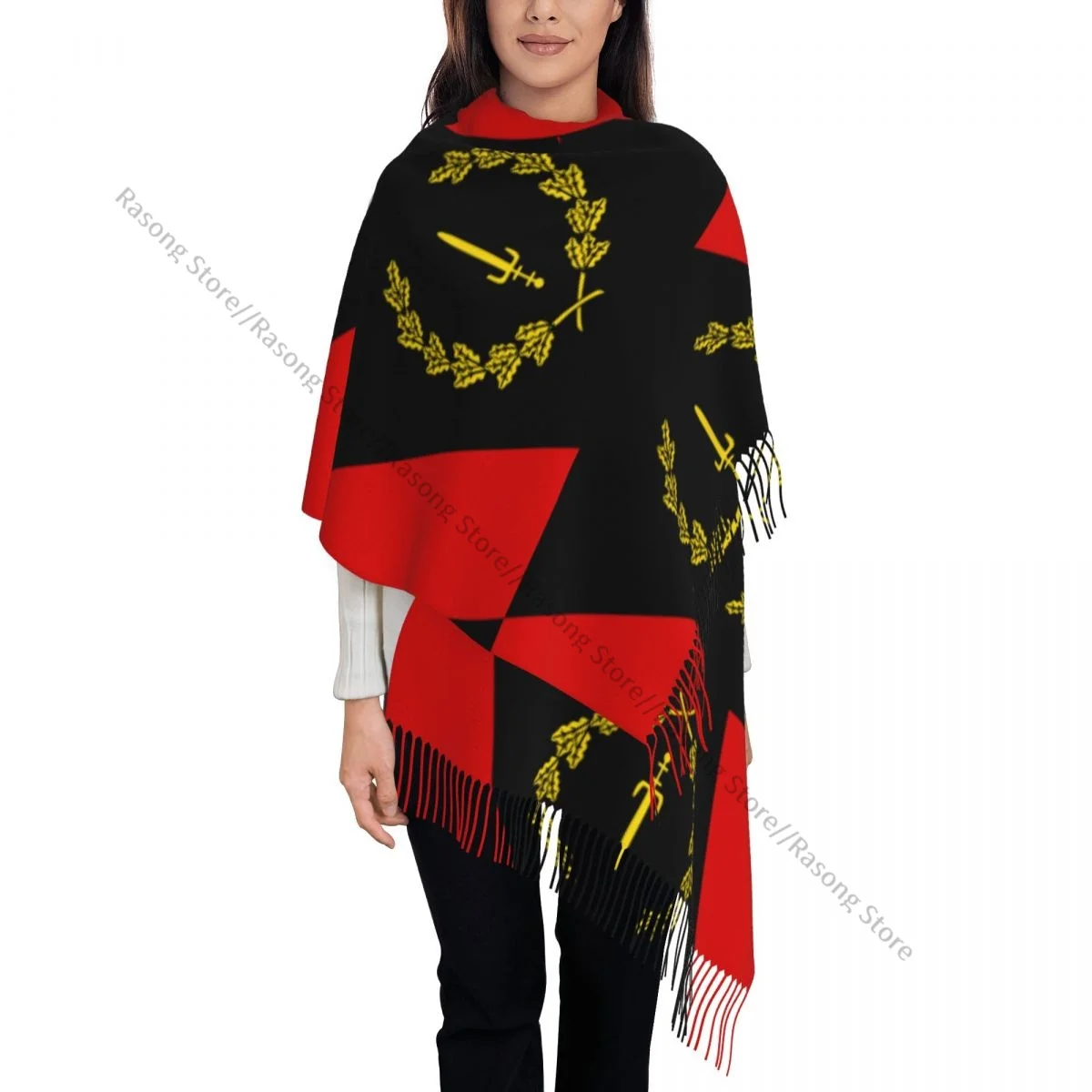 Шарф с кисточками большой размер 196*68 см зимняя теплая шаль из пашмины накидка