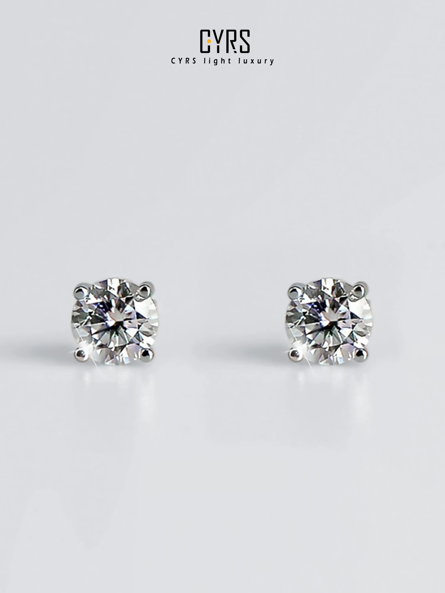 Cyrs Sterling Silver Diamond 8K Platinum Light Luxury Fashion Trendy New Earrings Men and Women Gift for Girlfriend