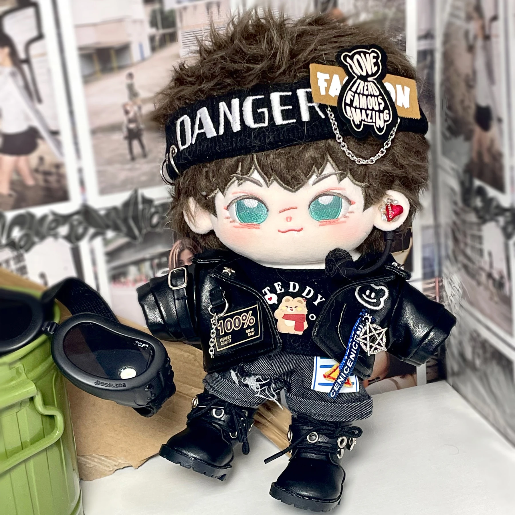 

Punk Cool Handsome Fashion Uniform Suit Costume No Attribute 20cm Plush Stuffed Doll Clothes Outfit Cosplay Birthday Gift