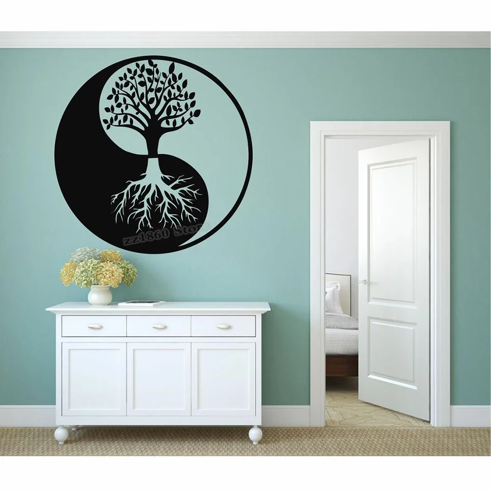 Настенное художественное оформление Инь Янь Настенная Наклейка для дома офиса
