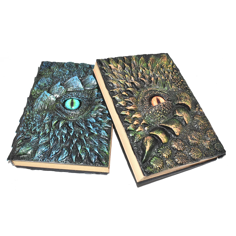 

3D Embossed Dragon Notebook, Vintage Handmade Longan Baoyu Craft Writing Sketch Notebook Diary, Art Fantasy Decor Collectibles