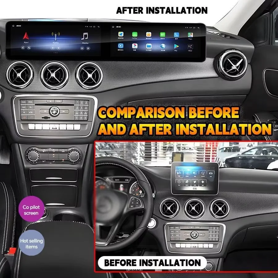 Фото 25.6 CarPlay Auto Android14 L RHD для Mercedes Benz A B C Class GLA CLA W205 W245 W246 W176 X156 C117 2013-2020 Экран Автомобильный Радиоприемник №3