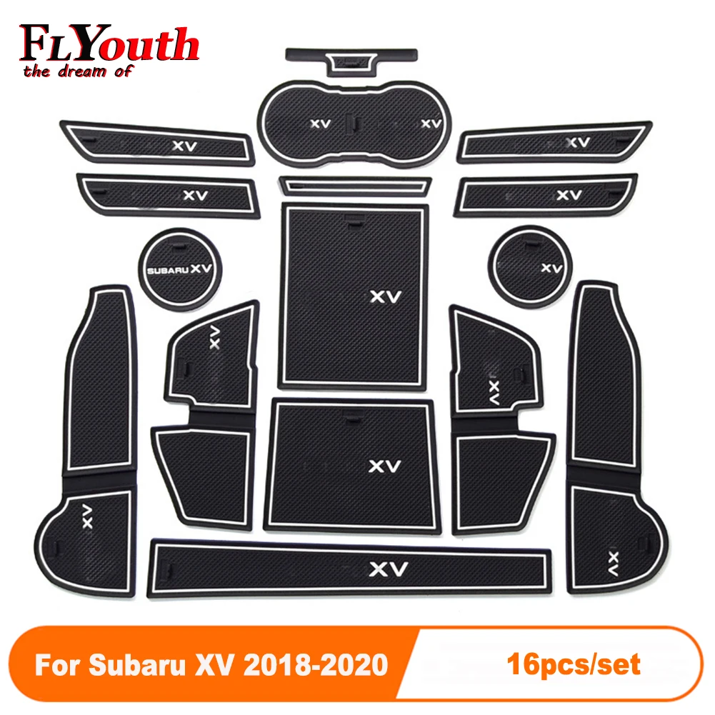 

16pcs/set Car Door Groove Mat For Subaru 18-20 XV Auto Anti-Slip Cup Mat Non Slip Door Gate Pad Car Accessories