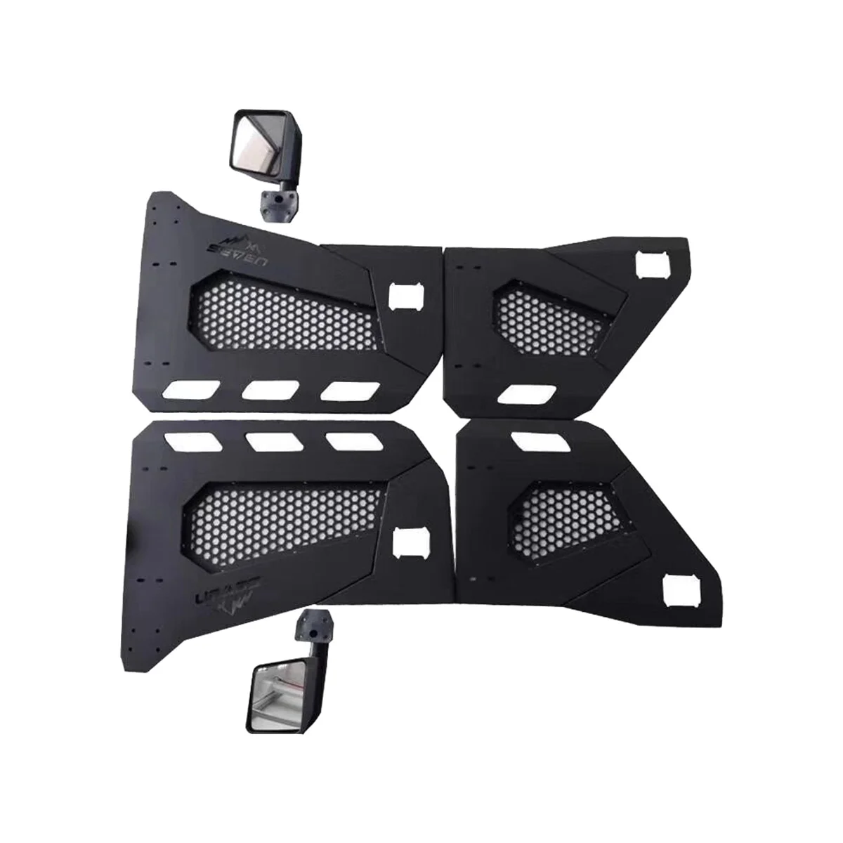 

SXMA JL1172 Rebellion 4 Iron Doors Black Steel Tube Half Door With 2 Mirrors For Jeep Wrangler JL 18+