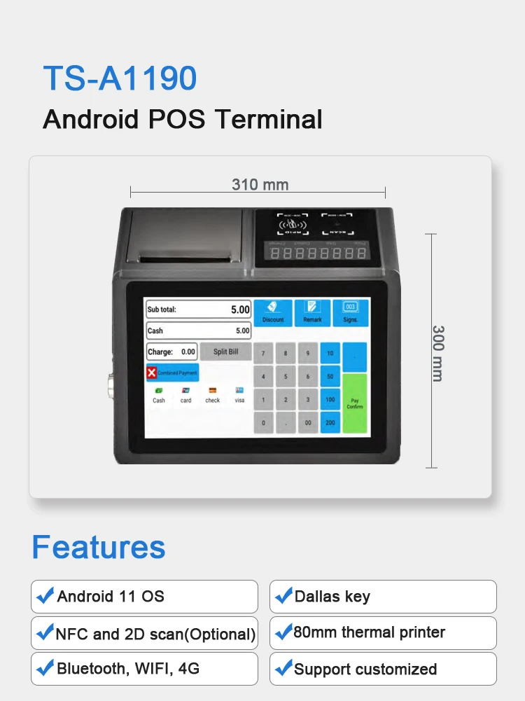Ресторанный планшет с сенсорным экраном Windows Android 11 машина для заказа продуктов