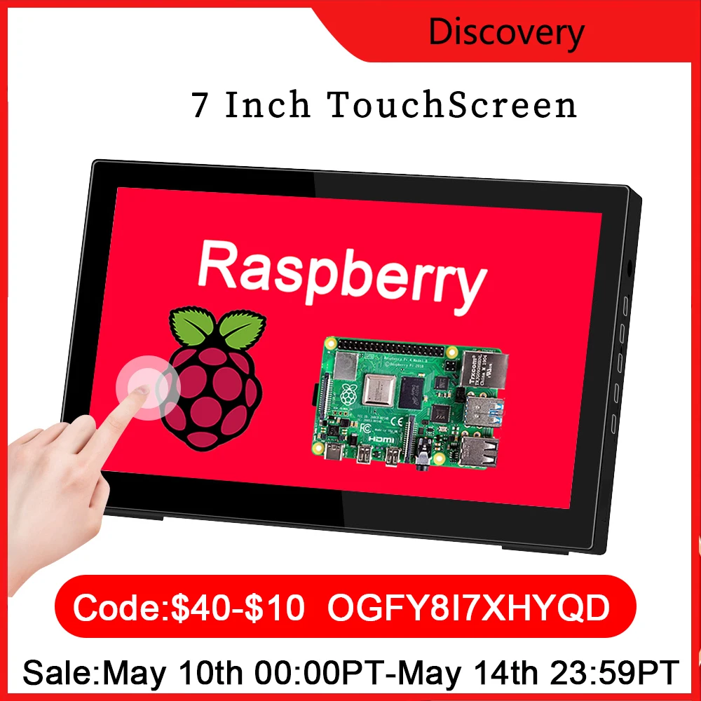 7 Inch Touch Screen 1024x600 Portable Monitor HDMI-Compatible For Laptop Xbox Switch Raspberry Pi Series Display With Stand