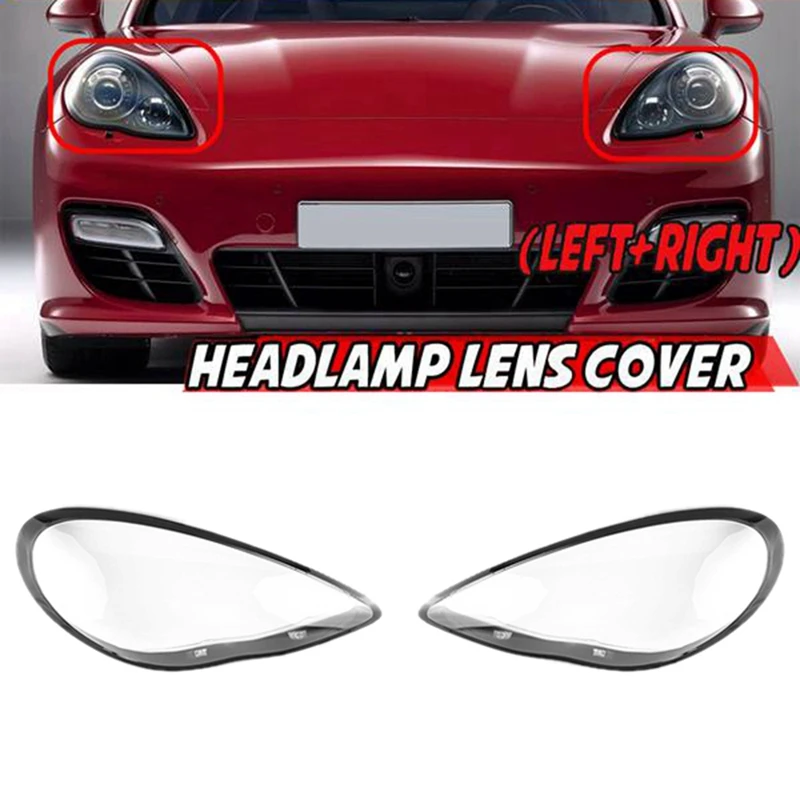 

Car Front Left+Right Headlight Shell Lamp Shade Transparent Lens Cover Headlight Cover For-Porsche Panamera 2010-2013