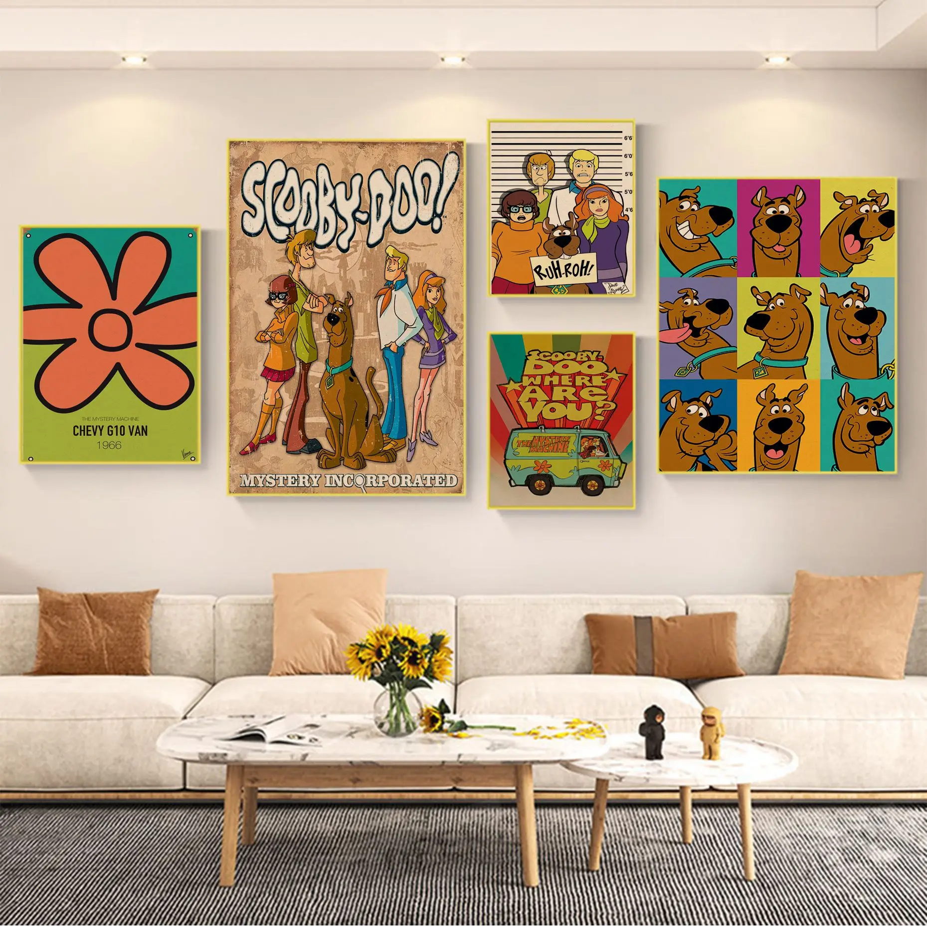 

BANDAI Scooby-Doo Good Quality Prints and Posters Retro Kraft Paper Sticker DIY Room Bar Cafe Wall decor