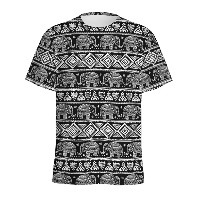 Ретро этническая футболка с рисунком слона для мужчин 3D принтом животных и