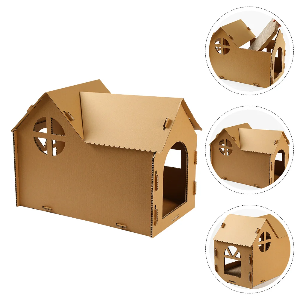 

Cardboard Cat House Toys Letterboard Corrugated Paper Scratcher Semi-closed