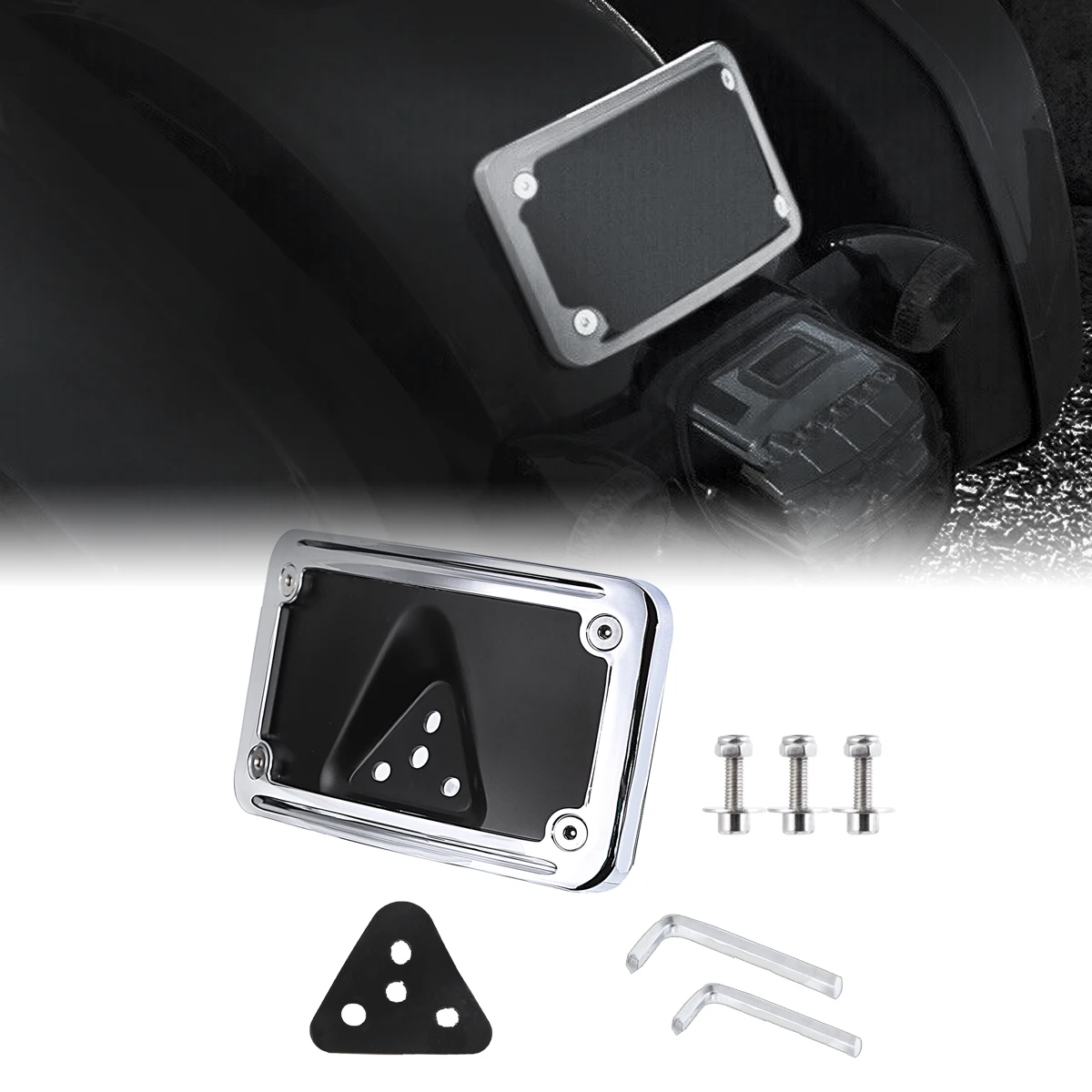 

Хромированный черный изогнутый кронштейн для крепления номерного знака для Harley с 3-мя отверстиями Dyna Sportster Mount