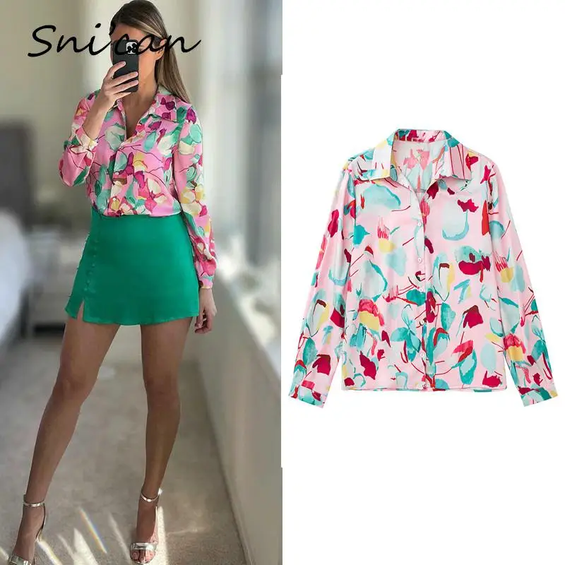 

Pink Floral Women Blouse Vintage Spring Summer Casual Loose Office Ladies Shirts Fashion Chic Tops 2022 Chemisier Femme Blusas