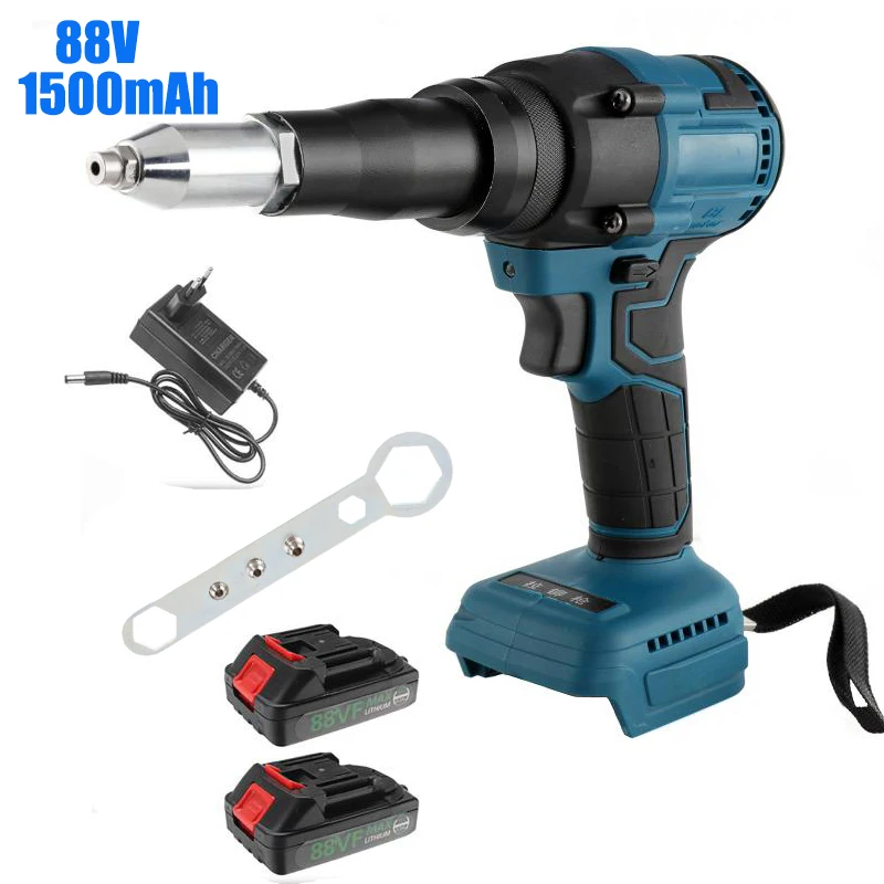 Electric Rivet Gun Brushless Automatic Cordless Rivet Nut Gun Drill Insert Nut Pull Riveting With 1500mAh Battery 88V