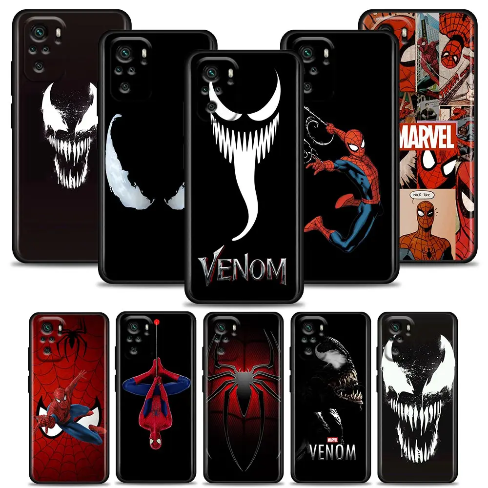 

Phone Case for Redmi 10 9 9A 9C 9i K60 K30 K40 Plus Note 10 11 Pro (India) Case Soft Silicone Cover Spiderman Venom Marvel