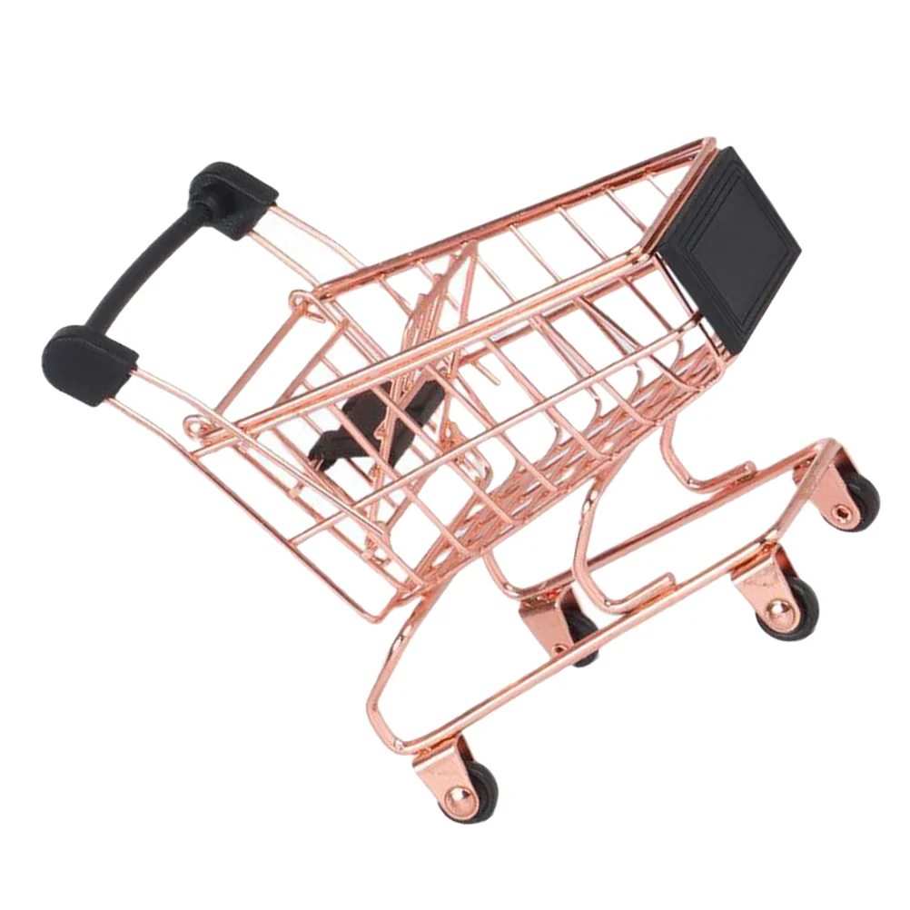

Toy Shopping Mini Trolley Cart Basketsupermarket Holder Miniature Makeup Spongefried Kids Egg Blender Handcart Rack Beauty