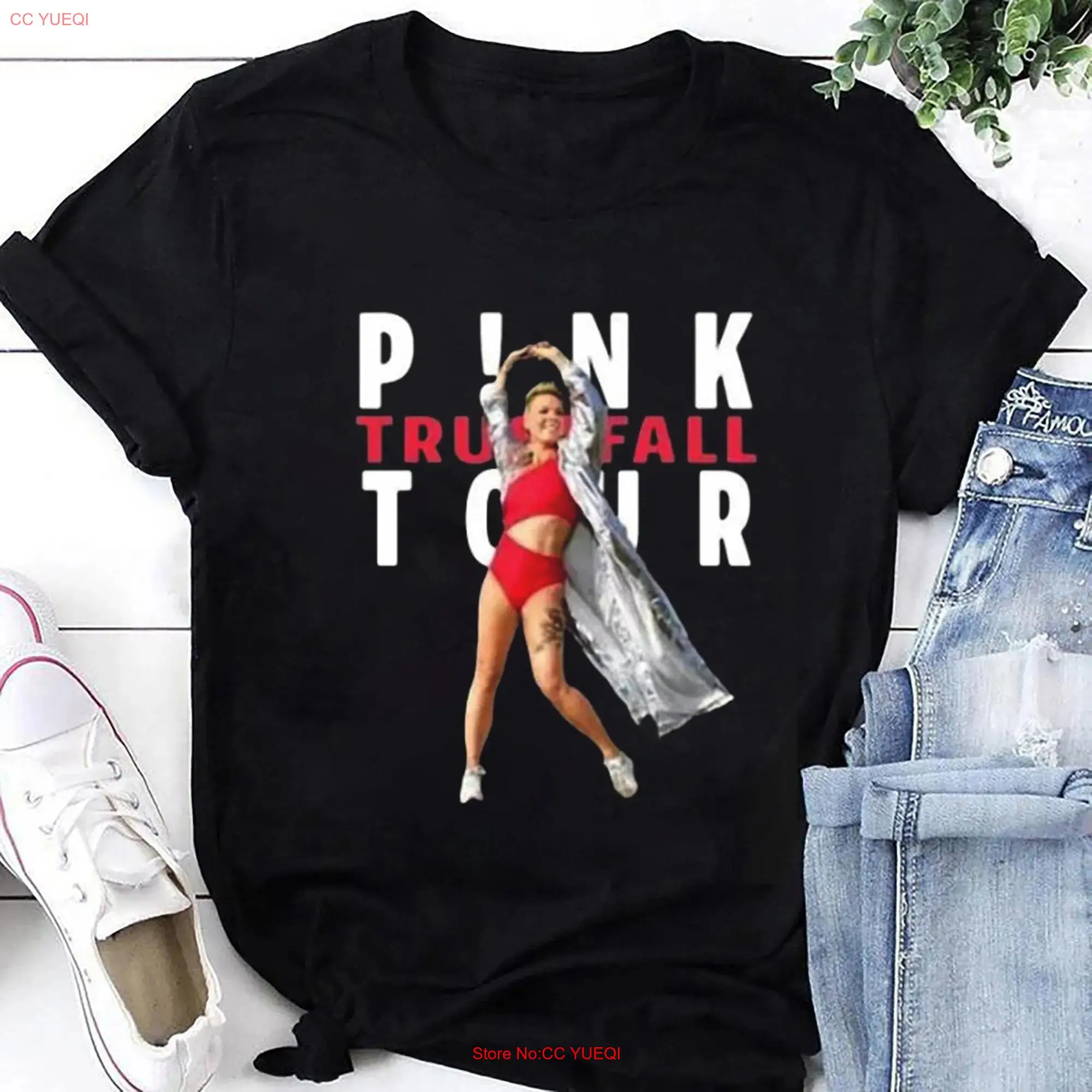 Розовая футболка P nk Trustfall Tour 2023 альбом Singer Merch Fan GifT с длинными или короткими