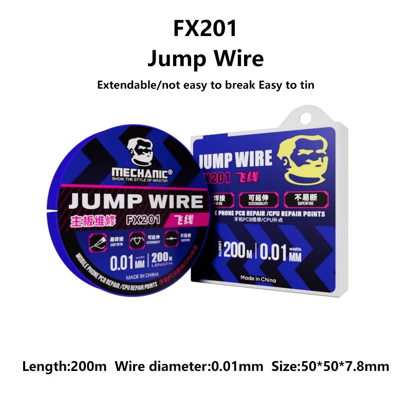

Механические соединительные провода FX105 FS205 FJ201 FJ202 FX202 Сверхтонкая серебряная соединительная проволока Ремонт печатной платы мобильного телефона Переработка процессора быстродействуется