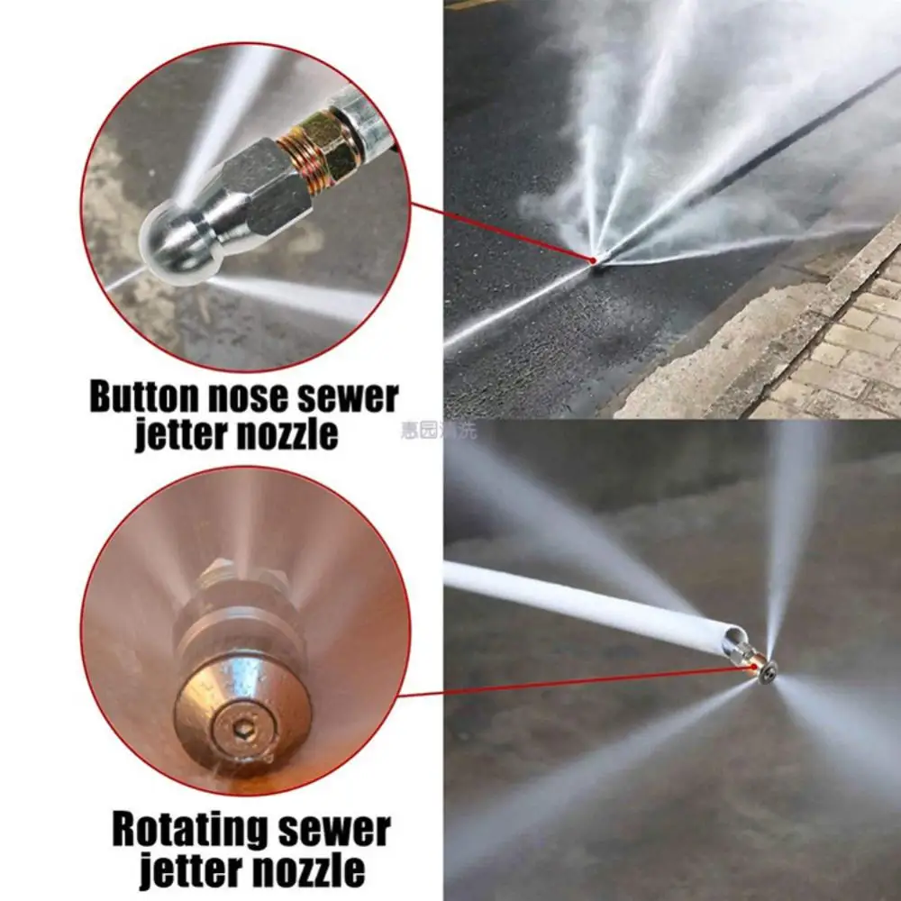 

High-Pressure Nozzle Washer Drain Sewer Dredge Cleaning Pipe Nozzle Jetter Stainless Steel 5 Jet Rotary Nozzles for Car Washer