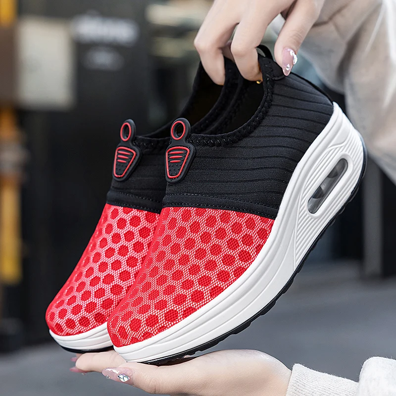 Women's Ladies Casual Sneakers Slip-on Walking Shoes Zapatillas Mujer Air Cushioning Rubber Platform Chaussure de Sport Femme