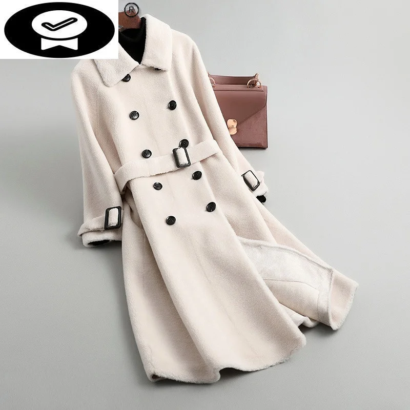 

Elegant Real Sheep Winter Shearling Overcoat Female Autumn 2023 Women's Clothing Long Wool Jacket Jaqueta Feminina Gxy674