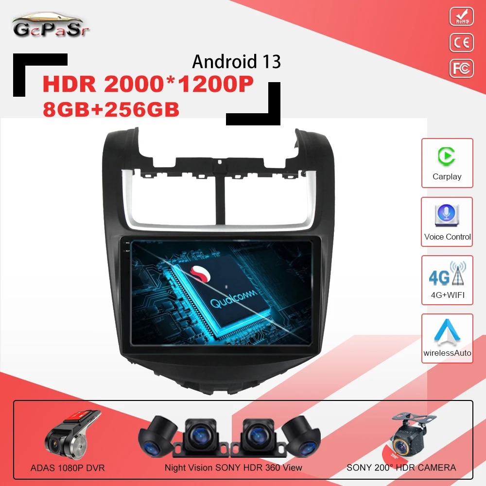 

Автомобильный радиоприемник Qualcomm Snapdragon Android13 для Chevy Chevrolet AVEO 2014-2017, мультимедийный плеер, навигация GPS, стерео Carplay, авто