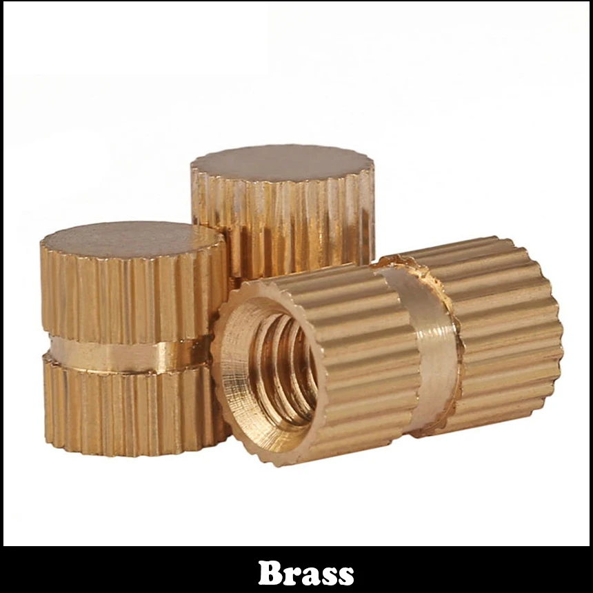 

M3 M3 * 5*10 M3x5x10 M3 * 5*12 M3x5x12 одинарное резьбовое отверстие под давлением, латунная Встраиваемая вставка, круглая рифленая гайка