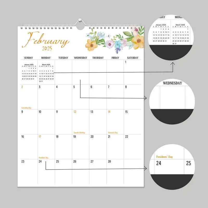 Ежемесячный настенный календарь на 2025–2026 годы. Настольный 14 X 11 дюймов. С января