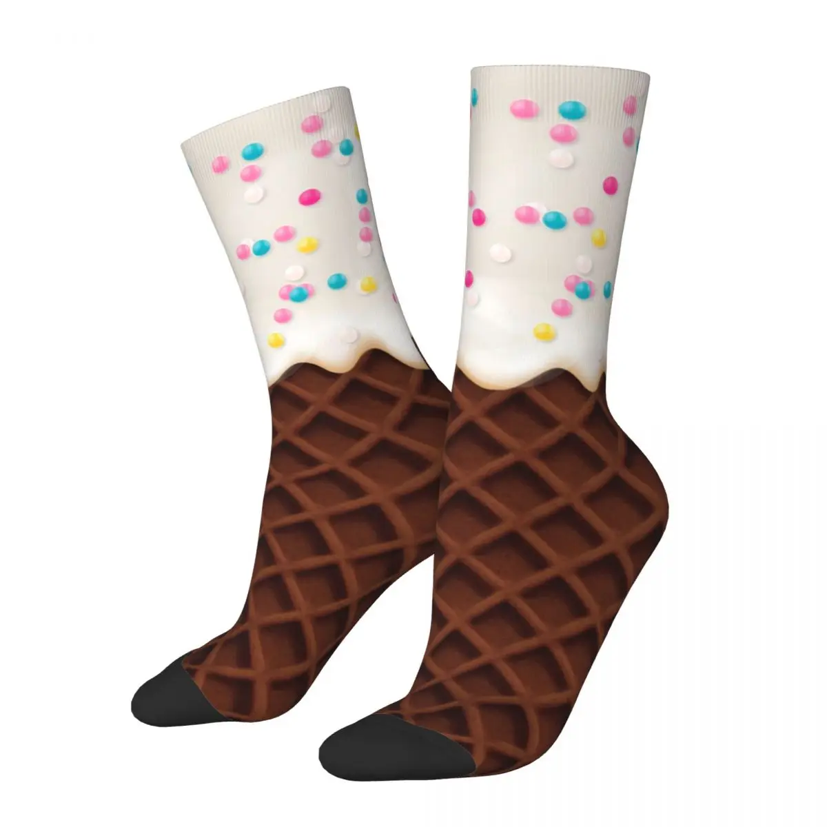 Vanilla Ice Cream Waffle With Sprinkles Socks Men's Women's Socks Harajuku Spring Summer Autumn Winter Middle Tube Socks Gifts