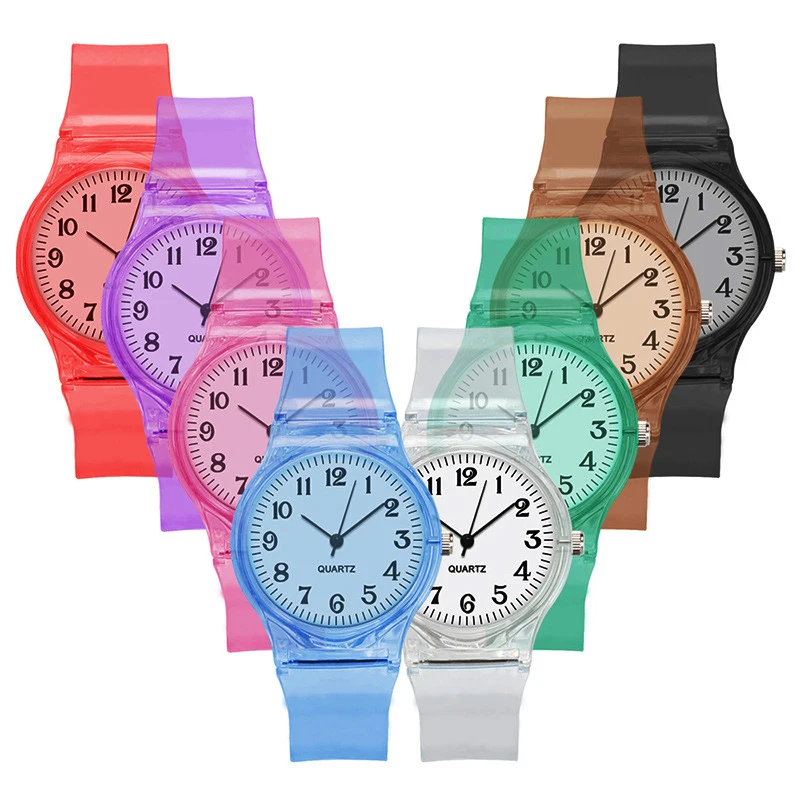 

Colorful Children Watch Simple Applicable Transparent Student Watch Factory Wholesale Dropshipping Relógios Para Estudantes
