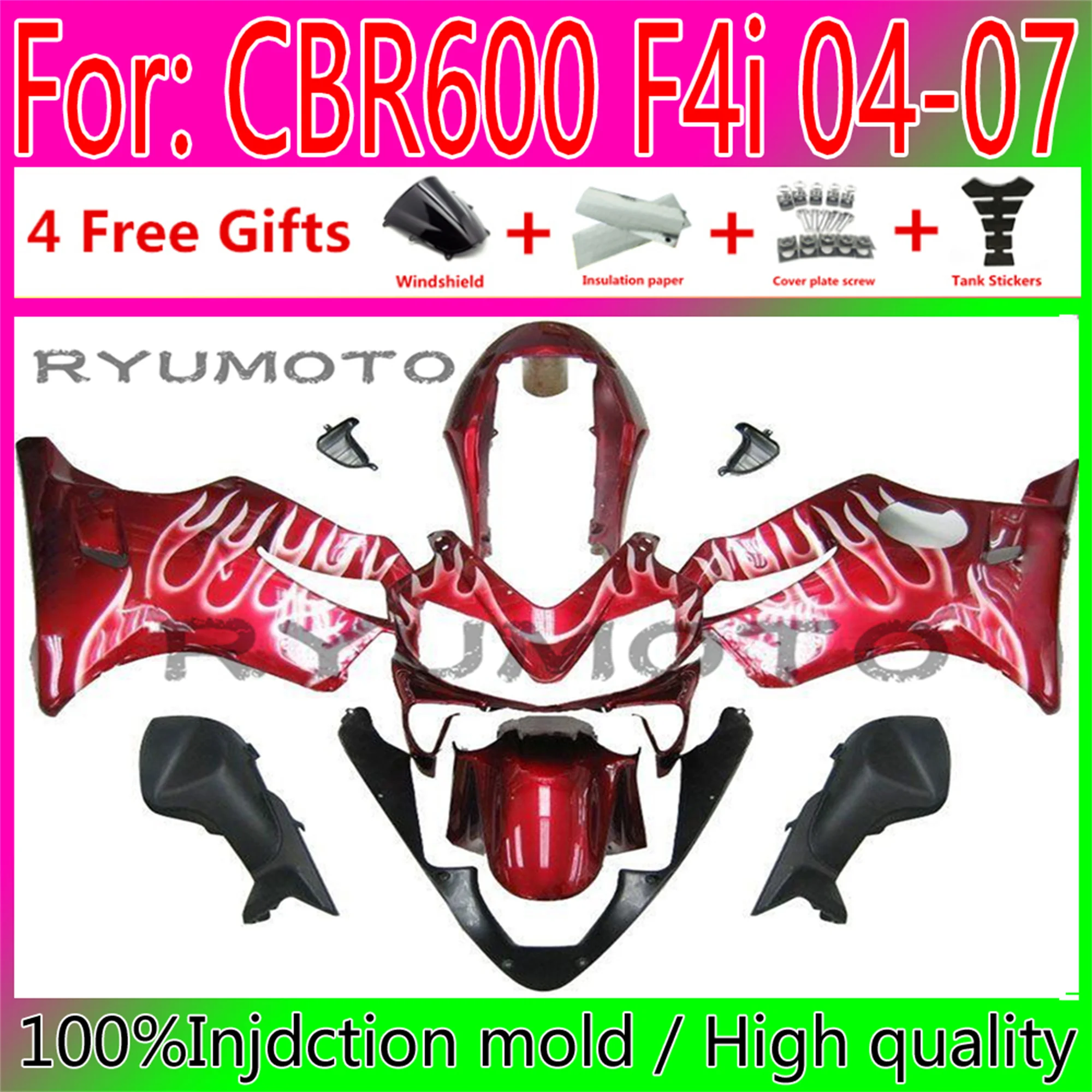 

Motorcycle Injection Mold Fairings Kit Fit For Honda CBR 600 F4i 04 05 06 07 CBR600 2004 2005 2006 2007 Fairing