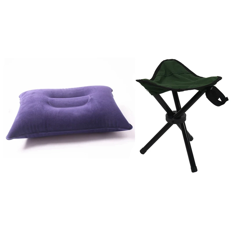 

Folding Tripod Stool Lightweight Fishing Chair New & Folding Air Inflatable Pillow Double Sided Flocking Cushion