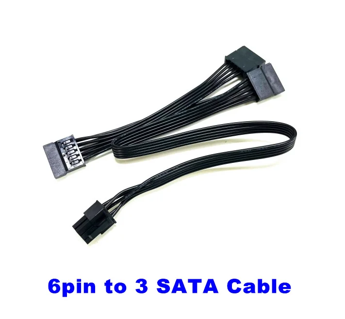 Бесплатная доставка кабель-адаптер для блока питания с 6 контактами на 3 SATA / IDE CPU 4