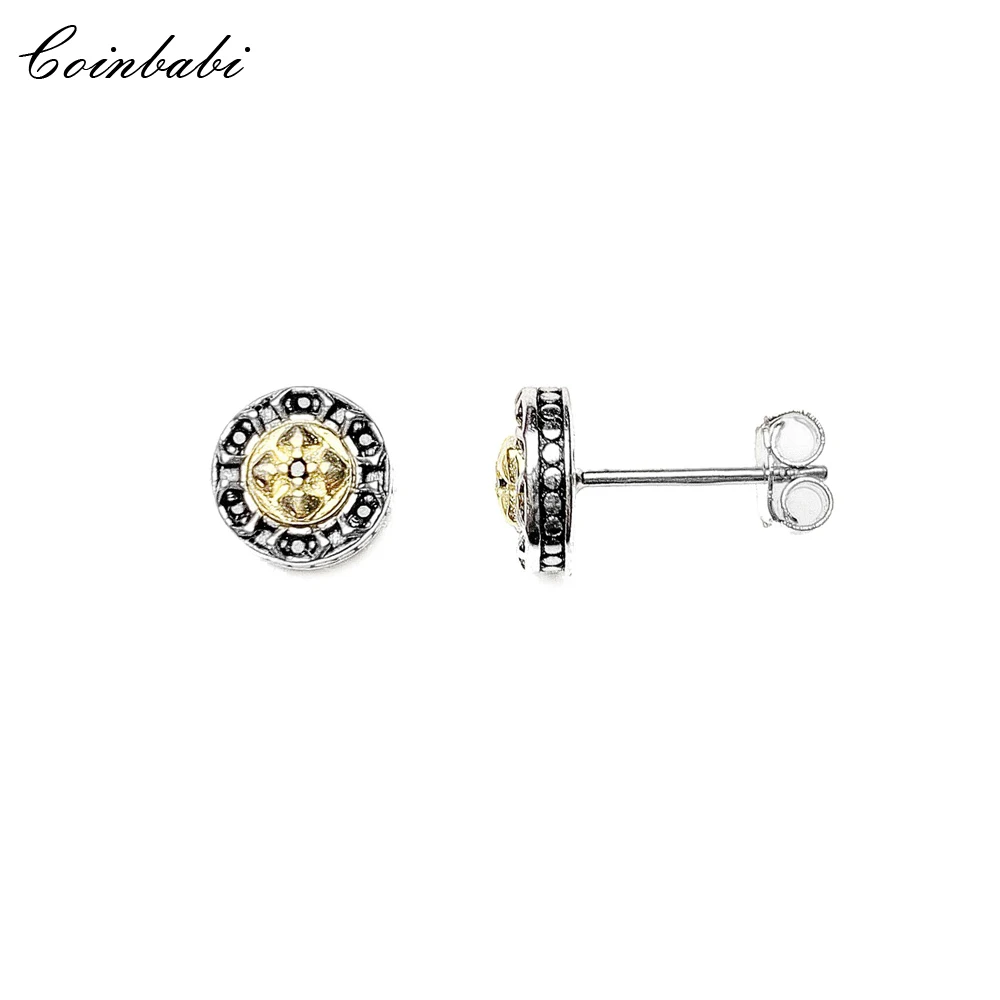 

Серьги-гвоздики с ушками, крест, золотой с черными камнями, 2021 совершенно новые изящные ювелирные изделия из искусственного серебра, винтаж...