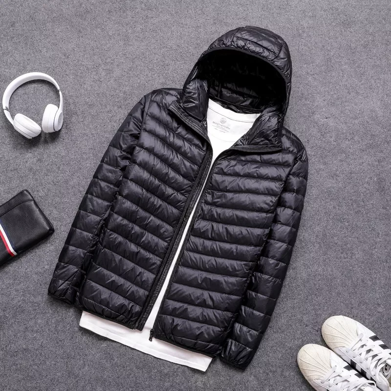 2022New Men Ultralight Thin Down Jacket White Duck Down Hooded Jackets Full Sleeve Warm Coat Parka Portable Outwear