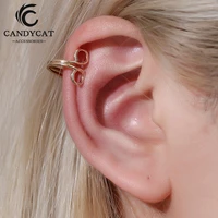 simple gold sliver metal geometry ear clip punk earrings ladies ear clips fake piercing earwear wedding fashion jewelry gift