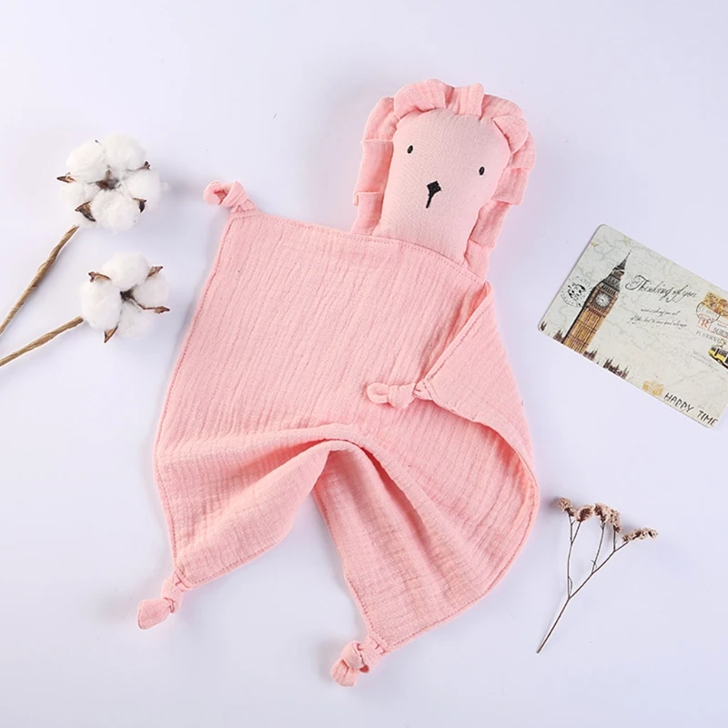 

HUYU Baby Soother Appease Towel Bib Soft Pure Cotton Lion Doll Teether Towel Infants Comfort Sleeping Nursing Cuddling Blanke