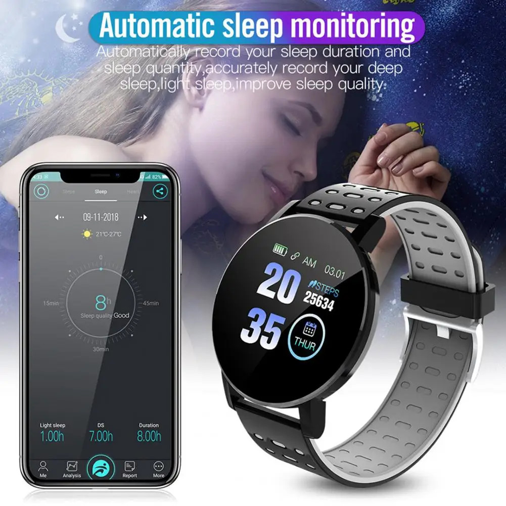 

2022 Original 119Plus Bluetooth Smart Watch IP67 Waterproof Smart Bracelet Blood Pressure Exercise Tracker Men/Women Smart Watch