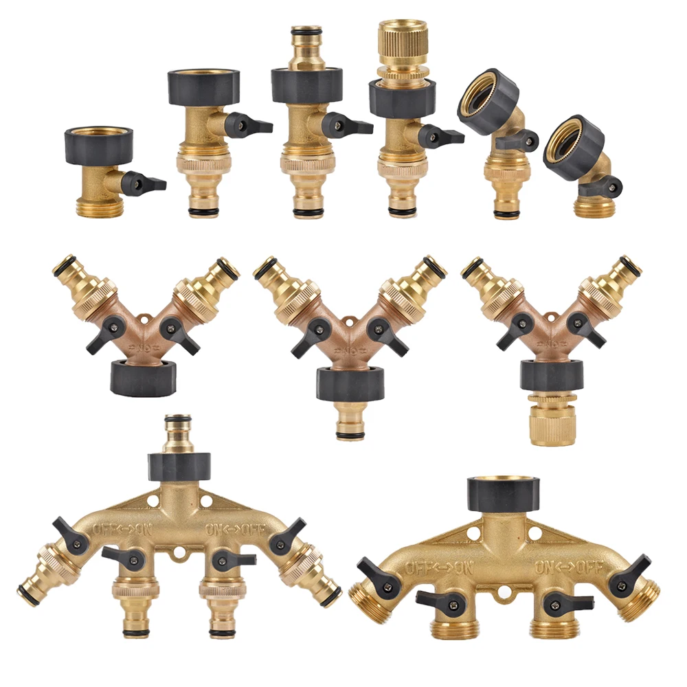 3/4 Inch 2/4-Way Brass Garden Hose Splitter Garden Tap Y-Typ