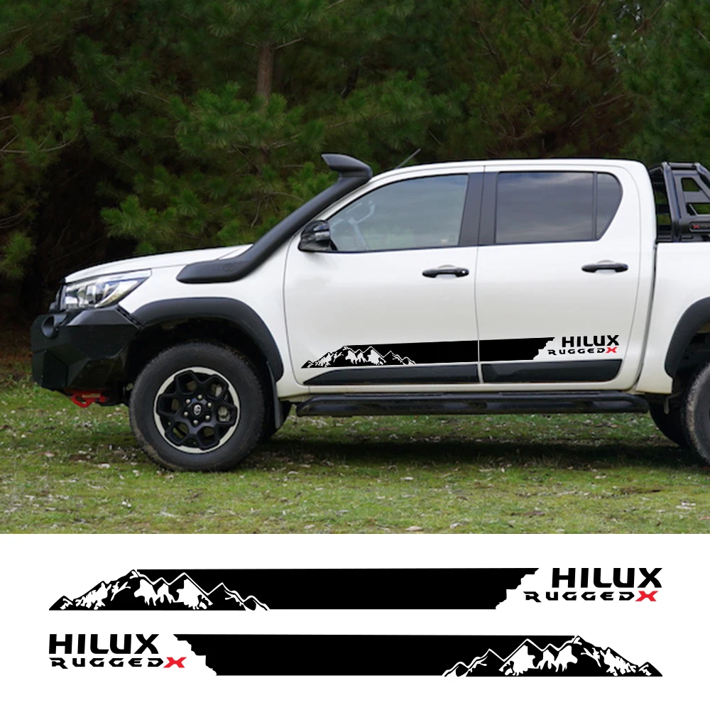 Стикер для боковой двери пикапа для Toyota Hilux Rugged X Truck Mountain в стиле виниловой декорации, покрытия автомобиля декали аксессуары для автомобильной настройки.
