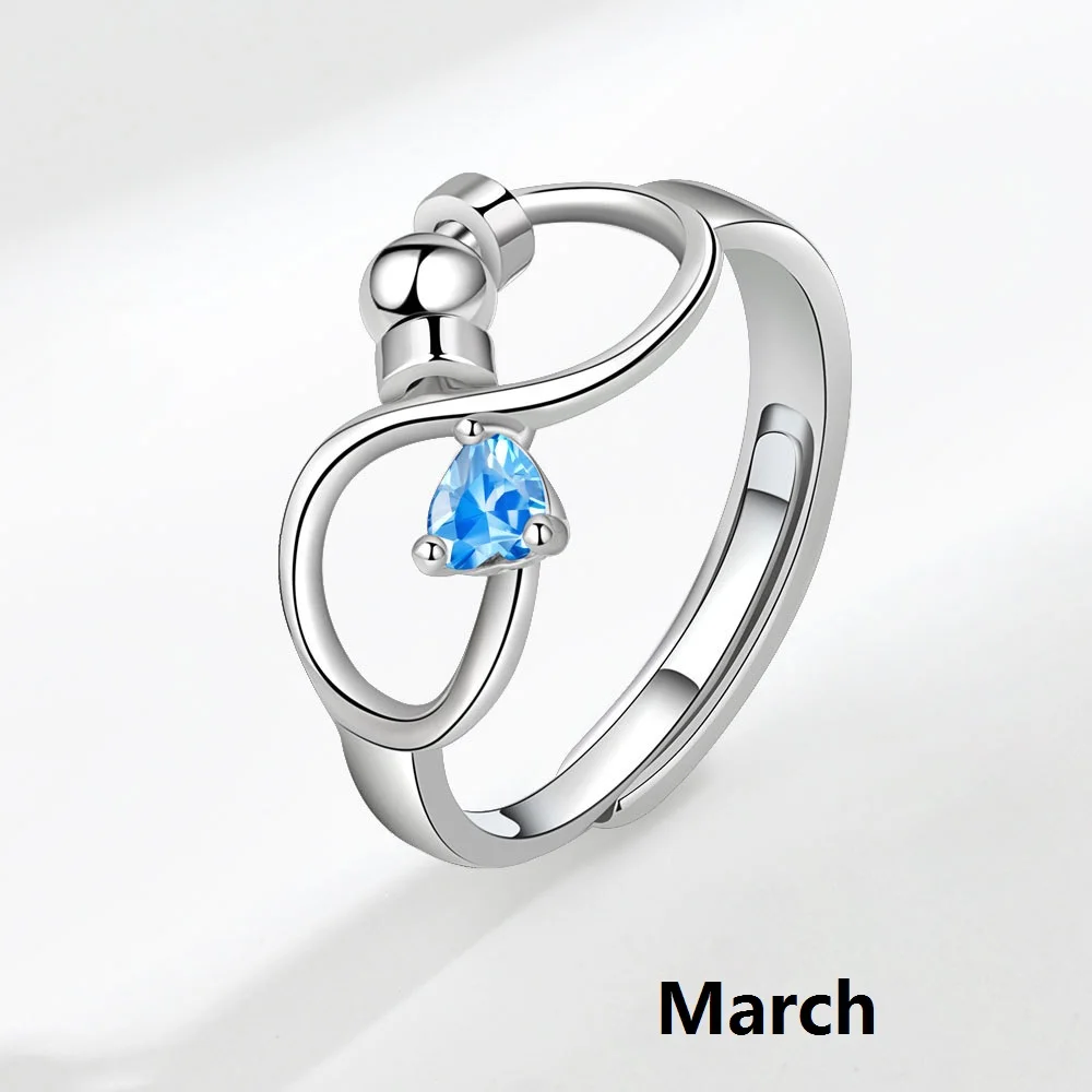 

Rotating Bead Lady Opening Stress Reduction Ring Girl Sky Blue Zircon Anti-Anxiety Ring Adjustable Stress Reduction Ring