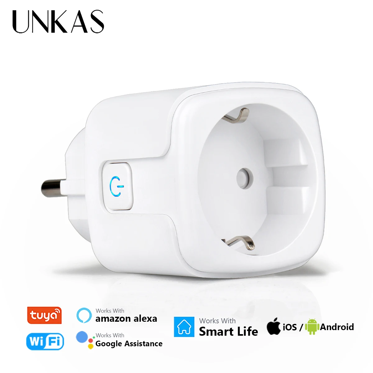 

UNKAS AC100-240V EU Socket 16A/20A Wifi Plug Power Outlet Alexa Google Home For Tuya Smart Life APP Remote Voice Control