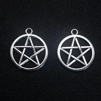 20 tibet silver alloy pentagram star charms pendant 24x28mm diy earring necklace