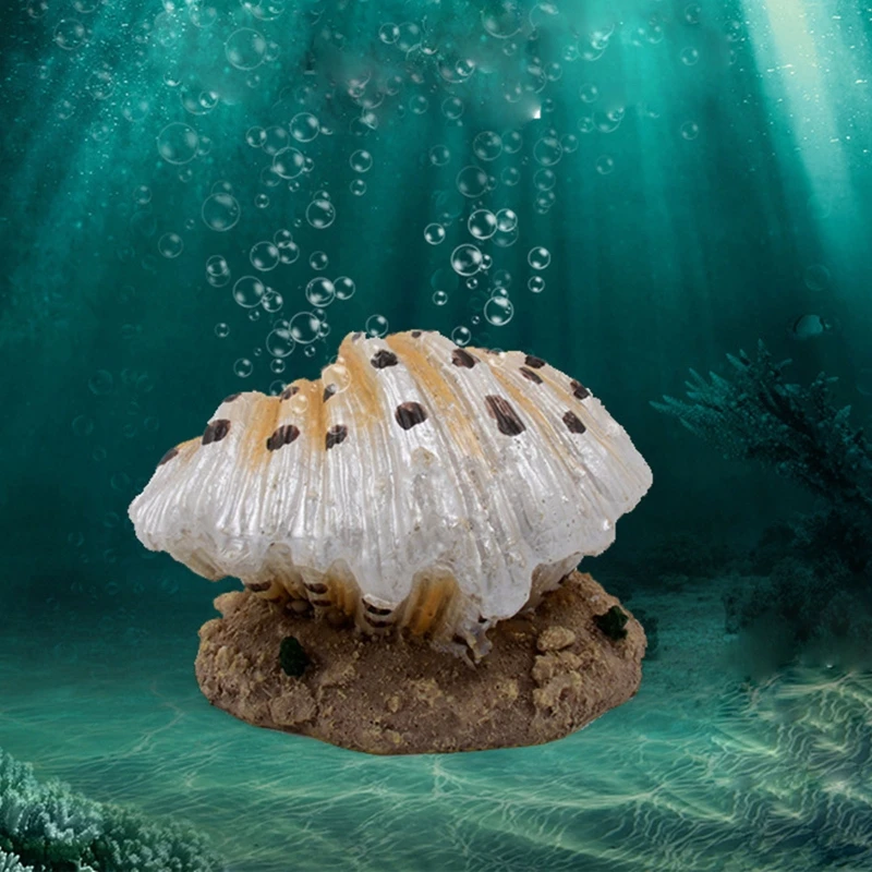 

K5DC Aquarium Ornament Bubble Stone Fake Artificial Shell Shape Airstones for Fish Tank Decorations Work with Air Pump