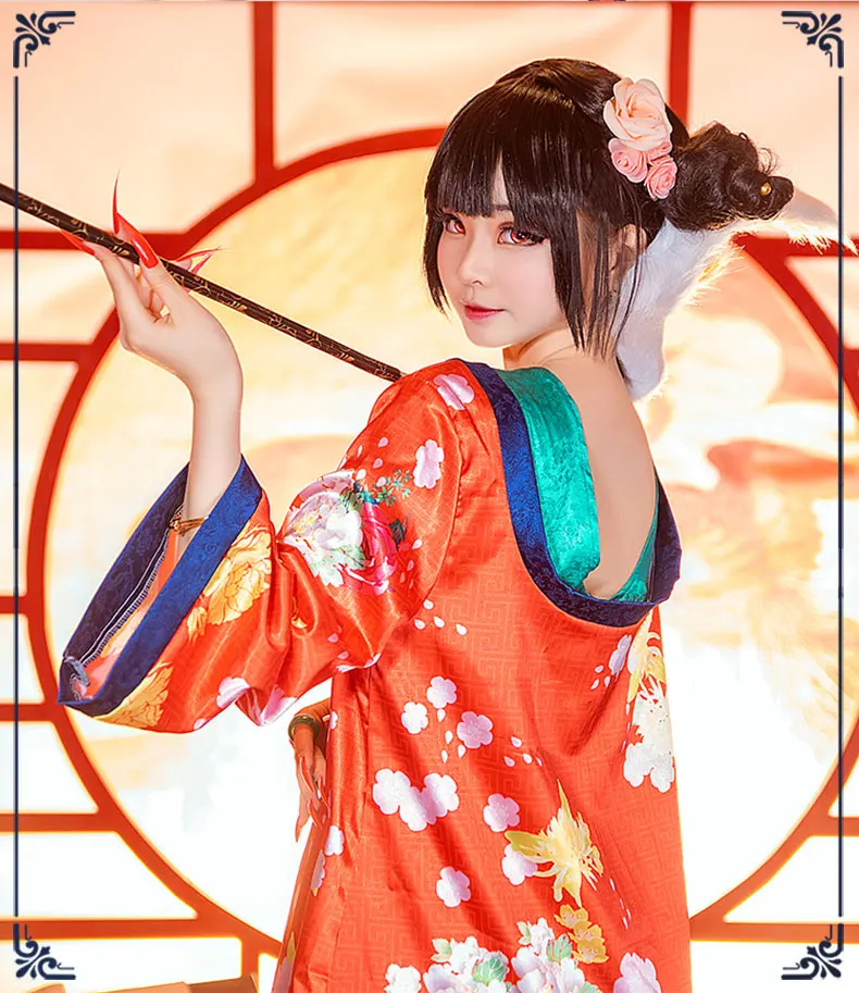 Женский костюм-кимоно в стиле аниме с героями мультфильмов