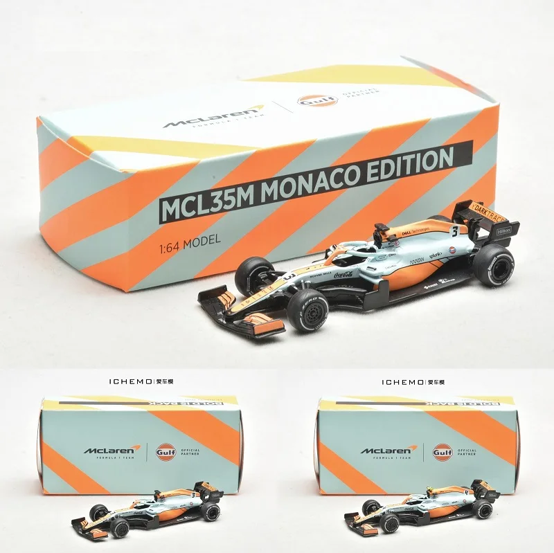 

1:64 2021 F1 McLaren MCL35M Gulf Racing Monaco #3 RIC #4 NOR 2Car set Diecast Model Car