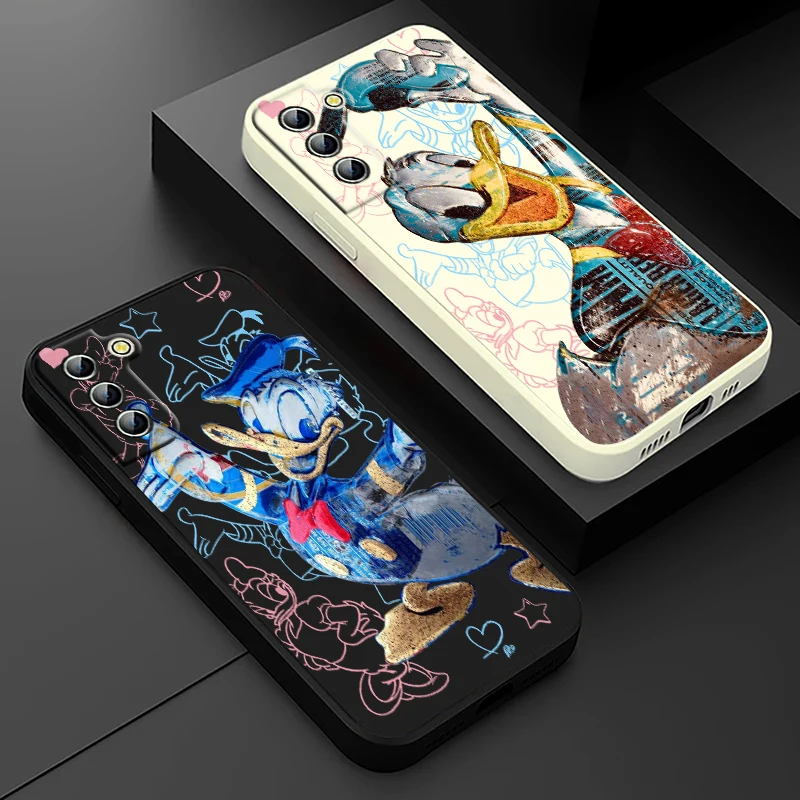 

Disney Cartoon donald duck Phone Case For Samsung Galaxy S23 S22 S21 S20 Pro FE S10 Note 20 Plus Ultra Liquid Rope Cover