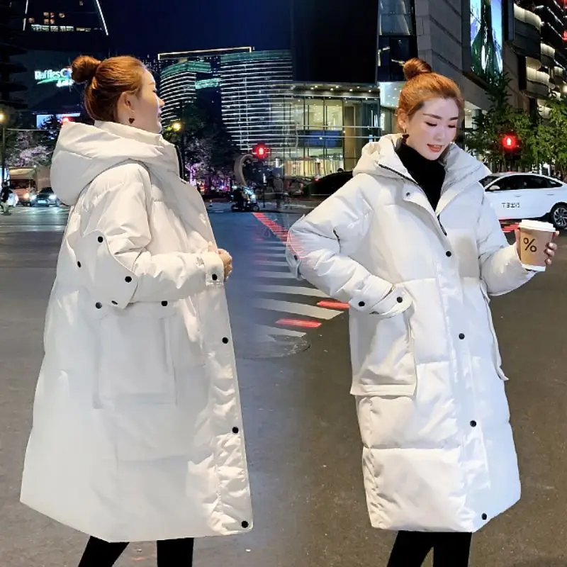 Autumn Winter Jacket Women Parka Warm Thick Long Cotton Coats Black Loose Oversize Hooded Coat Female Plus Size Outerwear 2022